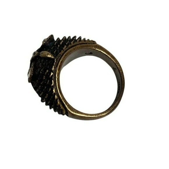 Lucky You Owl Ring Size 7 Brass Tone Rhinestones Sparkly Wise - Picture 7 of 8